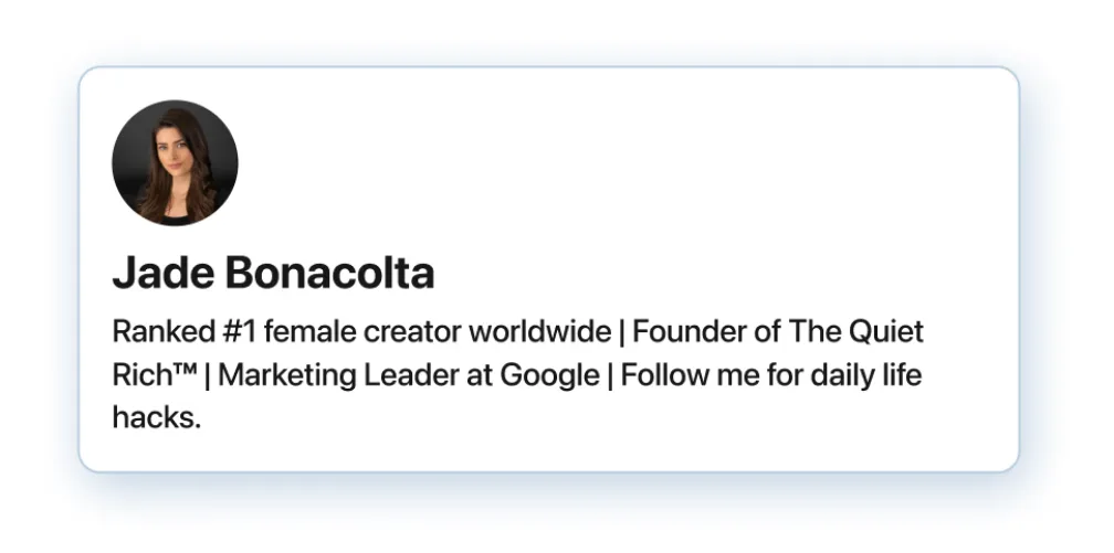 Jade Bonacolta headline example