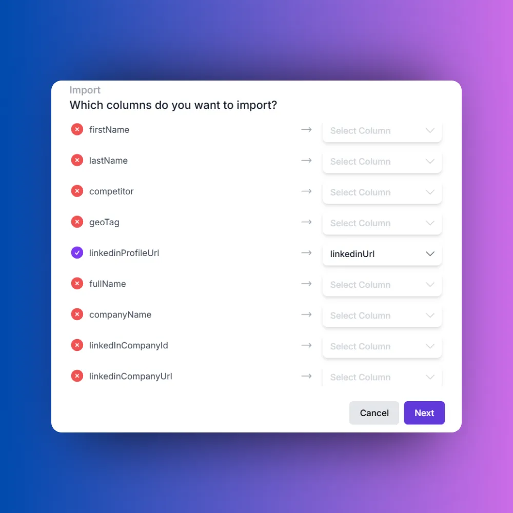 Prosp: import leads from CSV